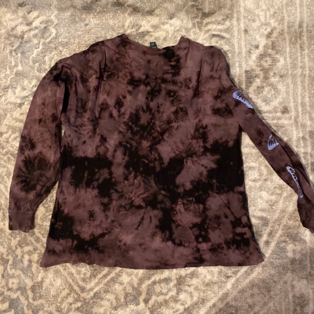 Long sleeve T Shirt Tie Dye butterfly ‘Be the good’ periwinkle - Picture 8 of 10